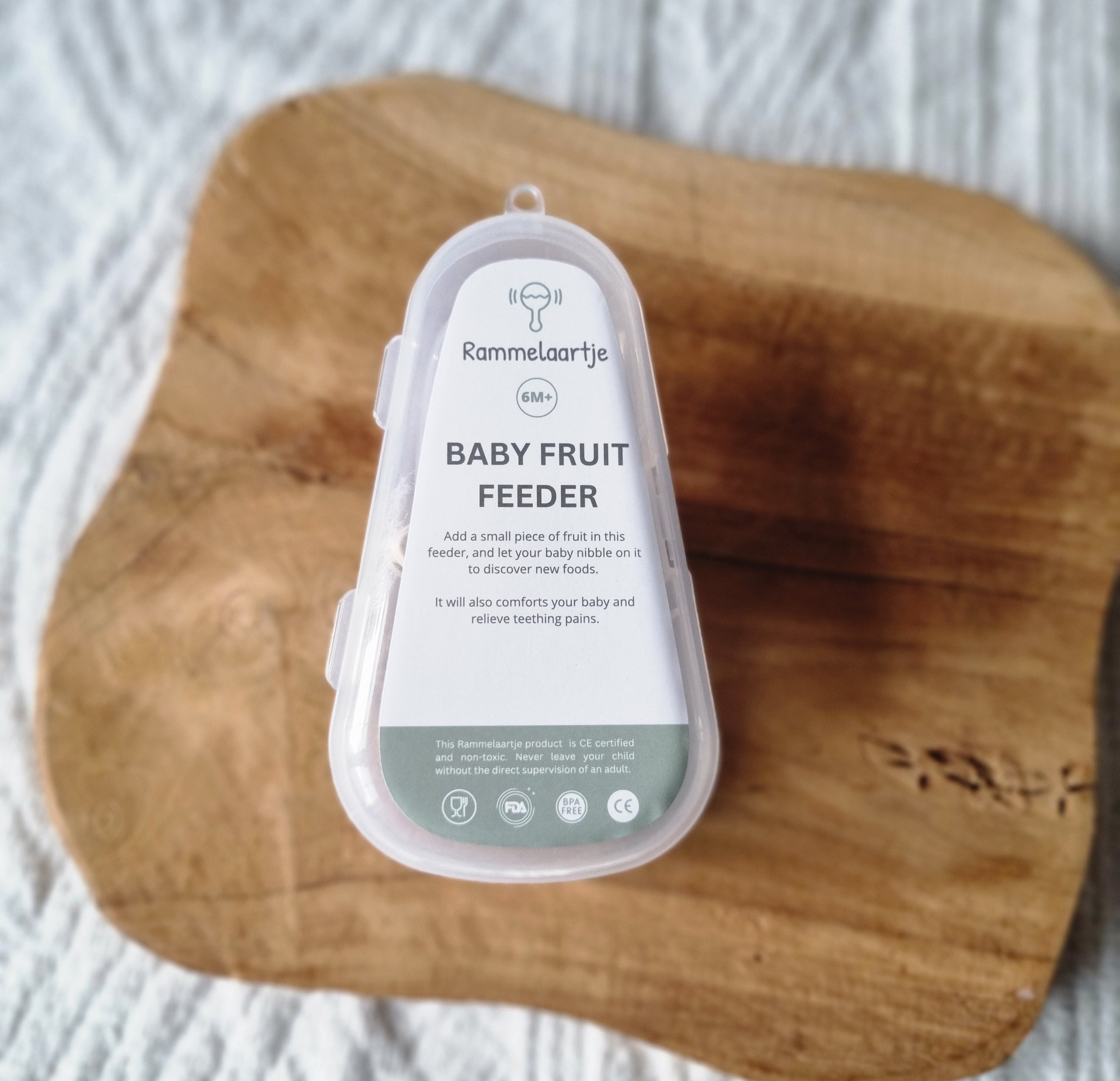 Aufbewahrungsbox des Fruchtschnuller in Beige mit Punkten, für pürierte Früchte und Gemüse, BPA-frei