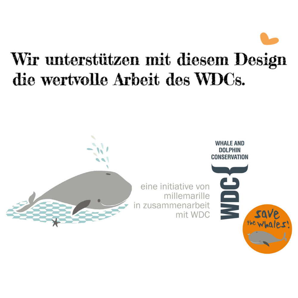 millemarille unterstützt mit diesem Design,-  save the whales ,die wertvolle Arbeit des WDCs ,- whale and dolphin conservation