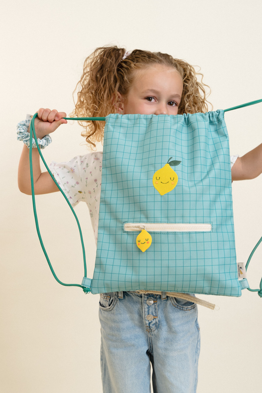 Turmbeutel /Kordelzugtasche / -Lola die Zitrone. Farbe: blau