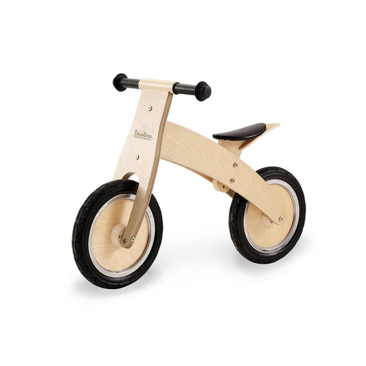 Holzlaufrad 'Lino', naturfarben mit schwarzen Reifen, ergonomisches Design, ideal für Kinder ab 2 Jahren