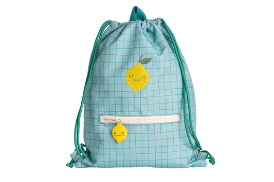 Turmbeutel /Kordelzugtasche / -Lola die Zitrone. Farbe: blau