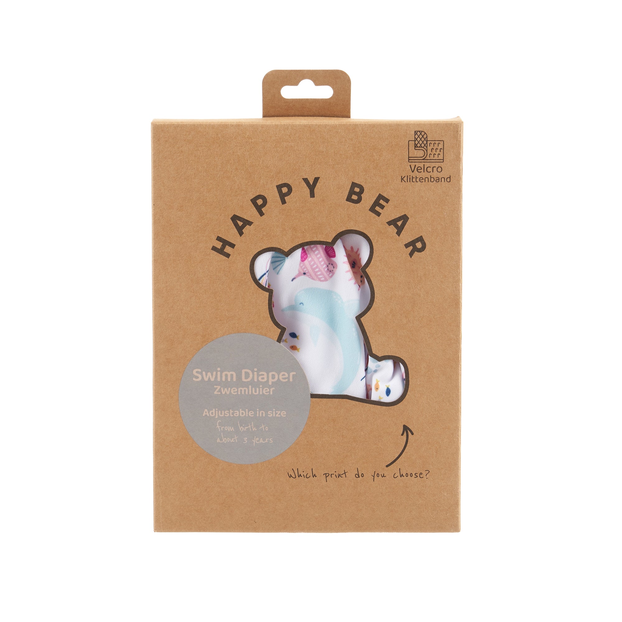 Happy Bear | Schwimmwindel Baby- Bademode  PACIFIC mit Klettverschluss und Druckknöpfen. Farbe: weiß/pink/blau