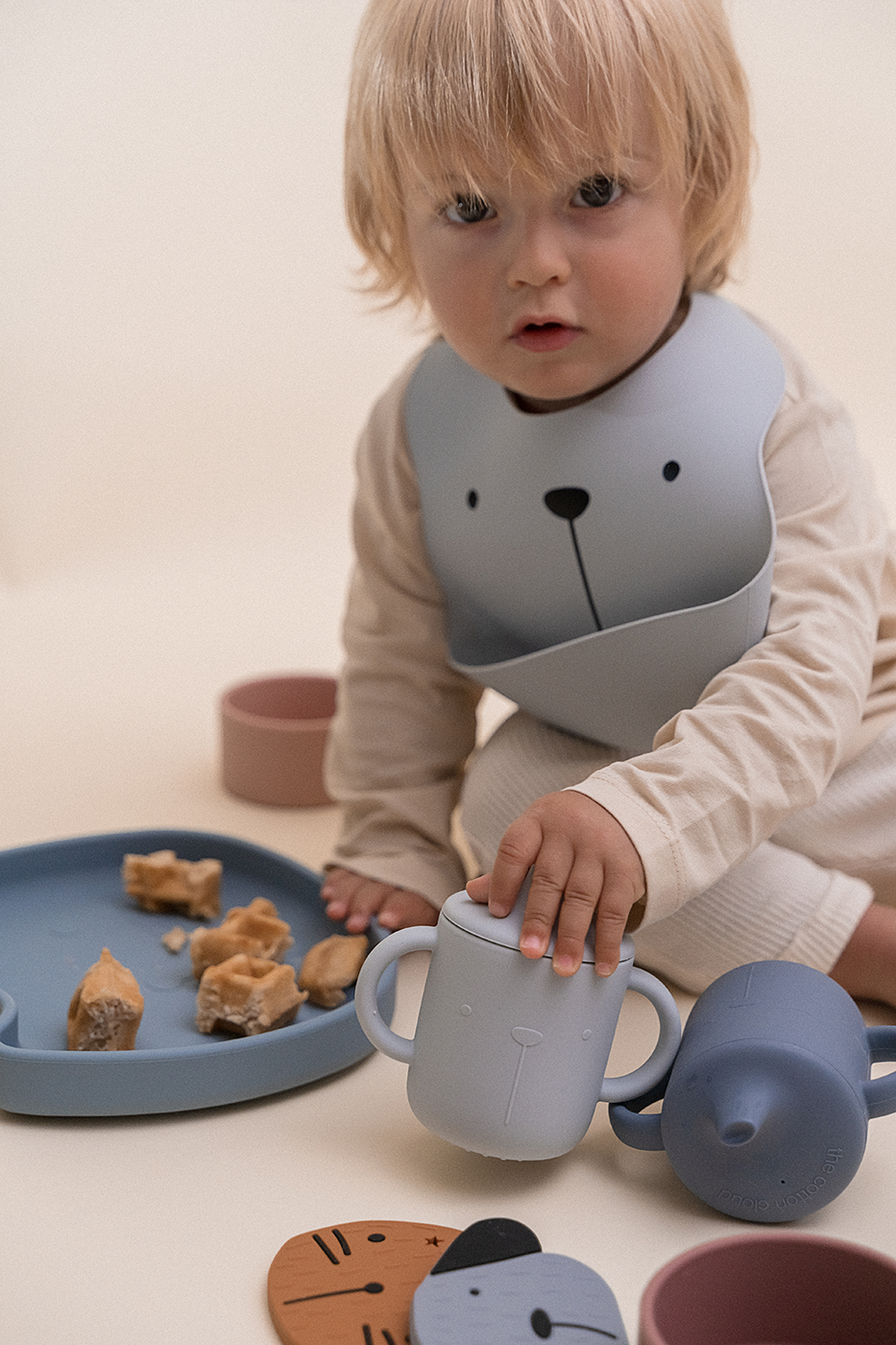 The Cotton Cloud | Trinklernbecher |Schnabeltasse |SIPPY CUP SET | 2 Stück , Lili | blau/grau