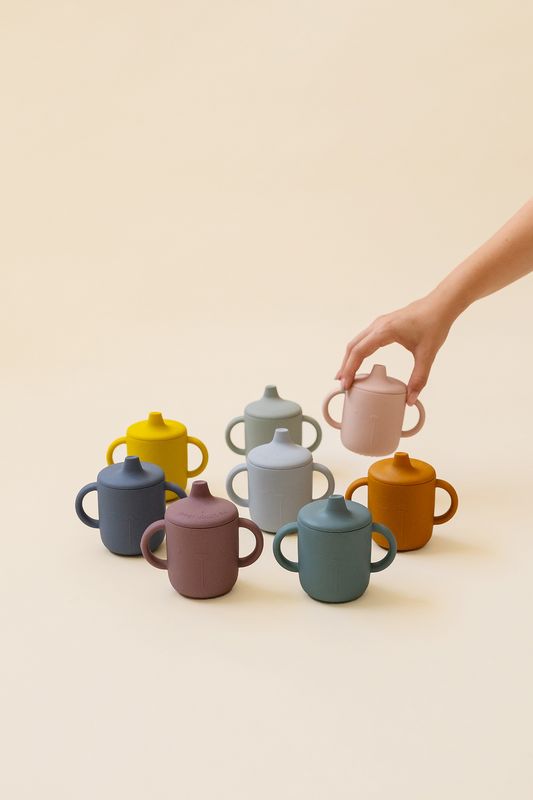 The Cotton Cloud | Trinklernbecher |Schnabeltasse |SIPPY CUP SET | 2 Stück , Lili | blau/grau