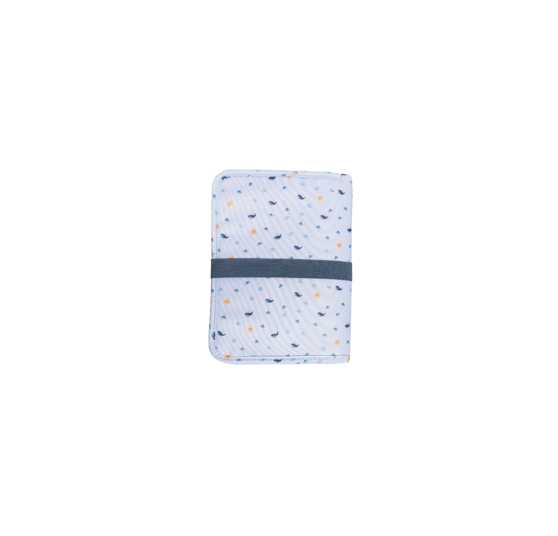 The Cotton Cloud | Windel-Clutch Tasche Origami. Farbe: blau/grau/gelb