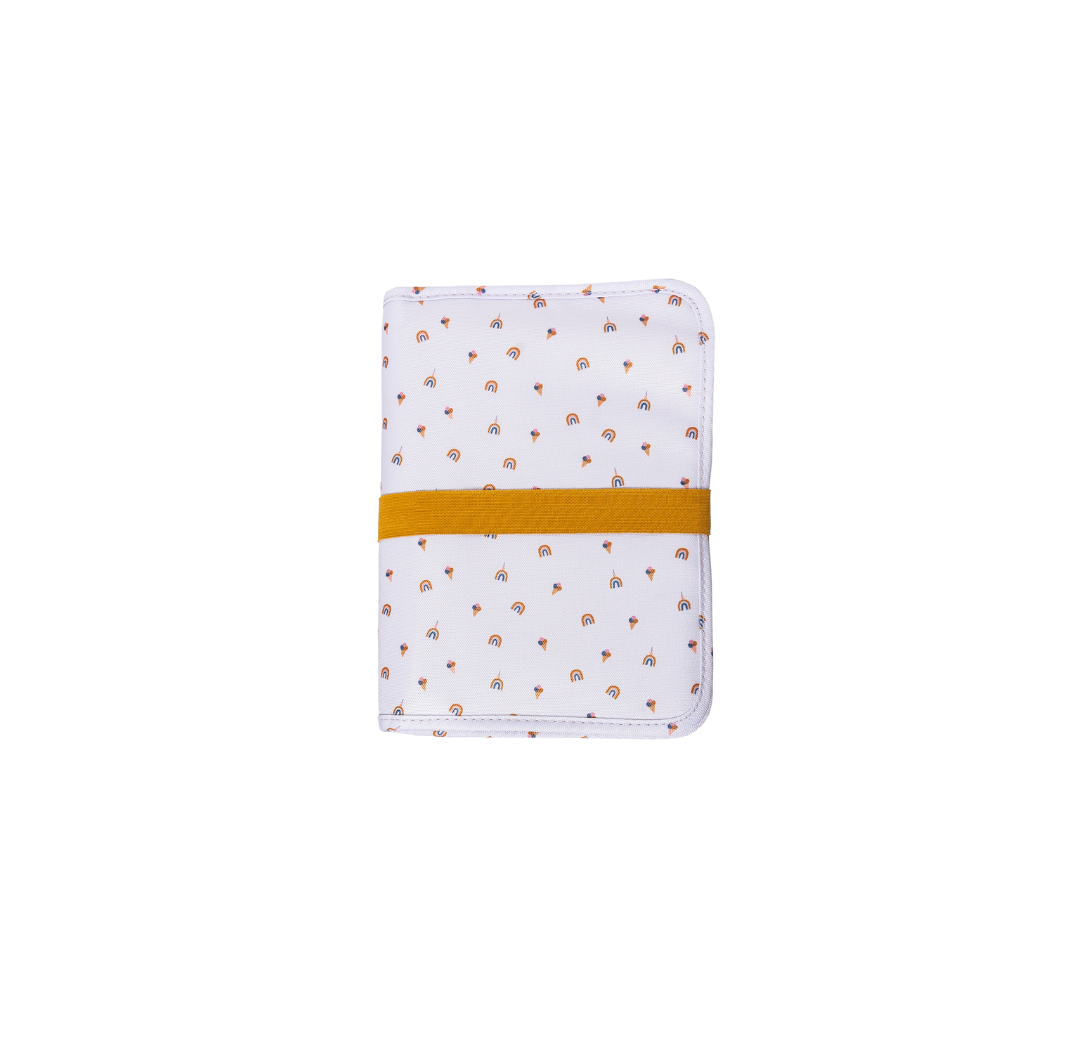 The Cotton Cloud | Windel-Clutch Tasche Rainbow. Farbe: grau/gold/blau