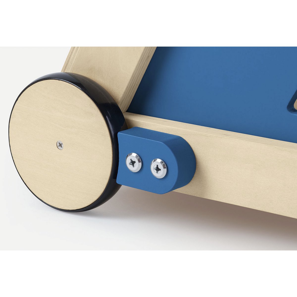 Abgerundete Verschraubung , Activity Walker 'Titus' in Blau, Holzspielzeug mit interaktiven Elementen, unterstützt das Laufenlernen