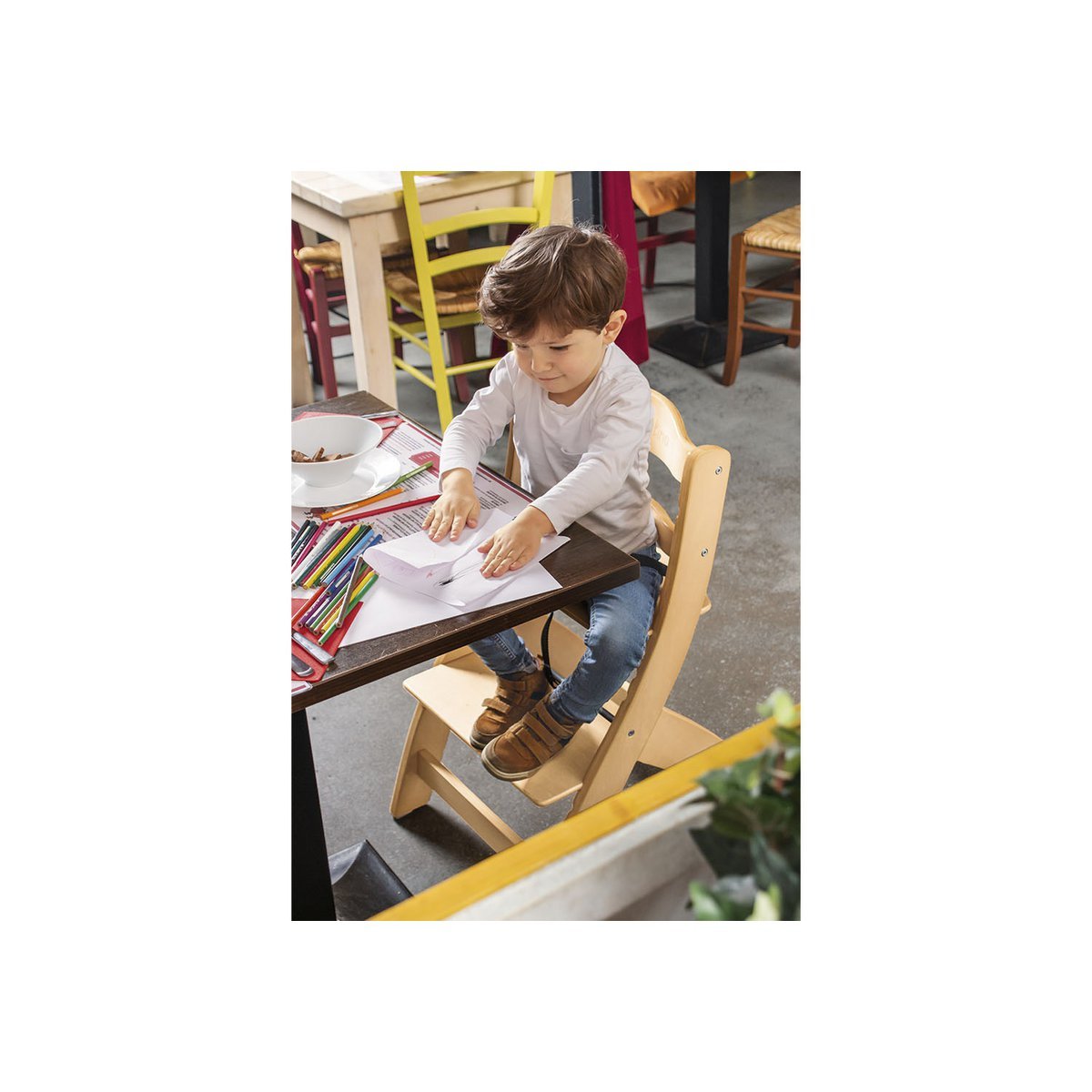 Pinolino | Stufenstuhl 'Thilo', klar lackiert