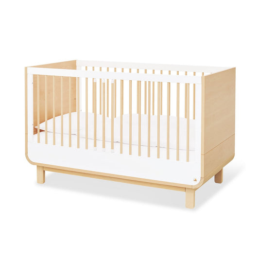 Mitwachsendes Pinolino Kinderbett aus Kiefernholz in Ahornoptik, 140x70 cm, mit Gitterstäben, Umbauseiten und höhenverstellbarem Lattenrost