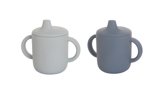 Trinklernbecher/Schnabeltasse /SIPPY CUP SET/2 Stück , Lili. Farbe: blau/grau